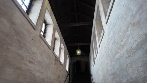 Medieval Castle Corridors Slow Motion - Spilberk Fortress Interior Stock Footage 328197944