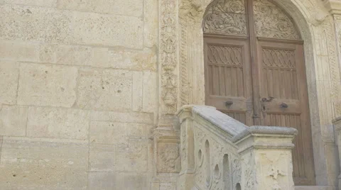 Medieval Castle Door and Steps Stock Footage 53841060