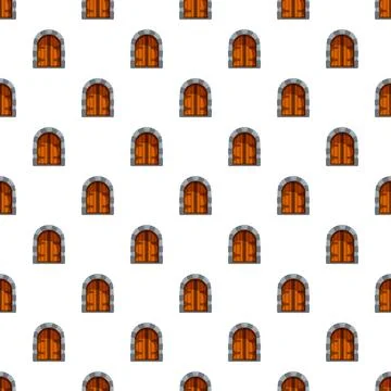 Medieval castle door seamless pattern on white background Stockillustratie