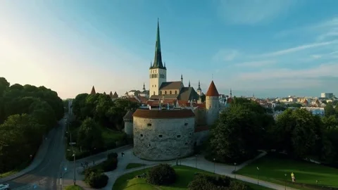 Medieval castle drone, 4K, old town view, history Video stock 309543693