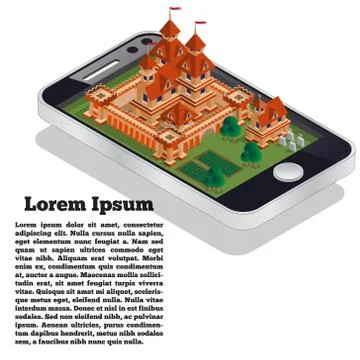 Medieval castle in the form of a mobile application. Stock Illustration