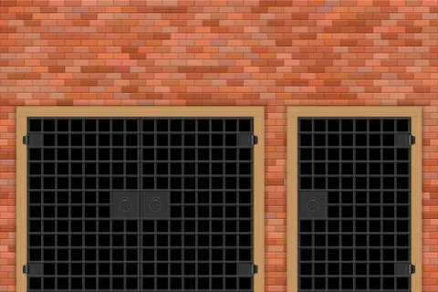 Medieval castle gate and brick wall vector illustration Stock Illustration