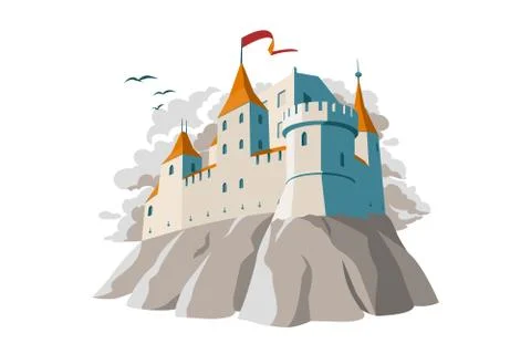 Medieval castle on hill Stock Illustration