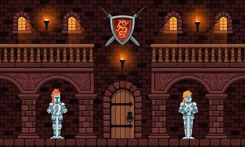 Medieval castle inside Illustrazione stock