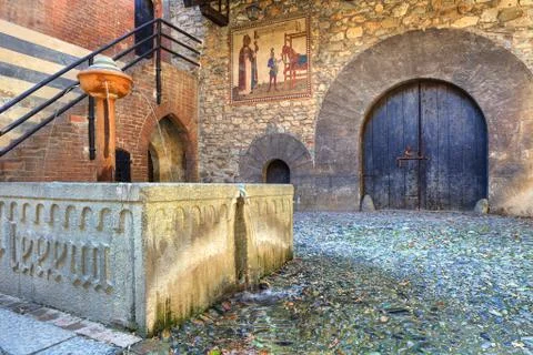 Medieval castle interior view. Stock Photos