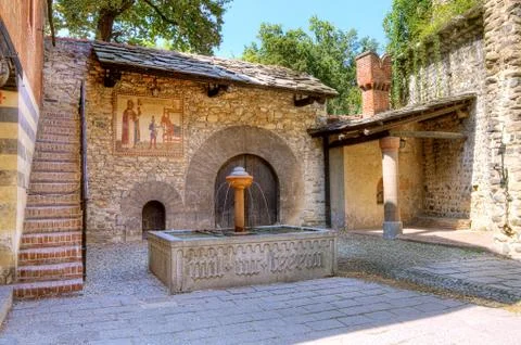 Medieval castle interior view. Stock Photos