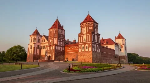 Medieval castle in Mir, Belarus Stock Footage 61397151