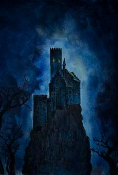 Medieval castle on the mountain Illustrazione stock