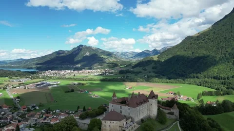Medieval castle in mountains Stock Footage 266407706