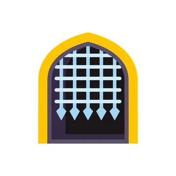Medieval castle portcullis gate protecting historical fortress Stock Illustration