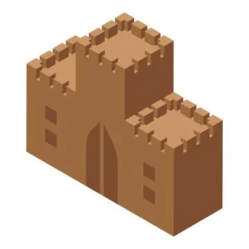 Medieval castle protecting kingdom with high walls and towers Stock Illustration