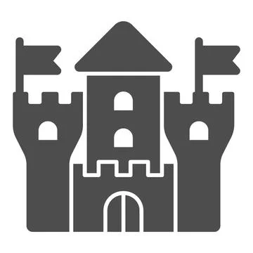 Medieval castle solid icon, kid toys concept, fortress sign on white background 스톡 일러스트