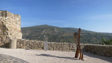 Medieval Castle square with view Stock Footage 120534853