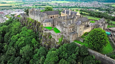 Medieval castle of Stirling Castle located on top of a hill, Scotland. Stock Footage 283394708