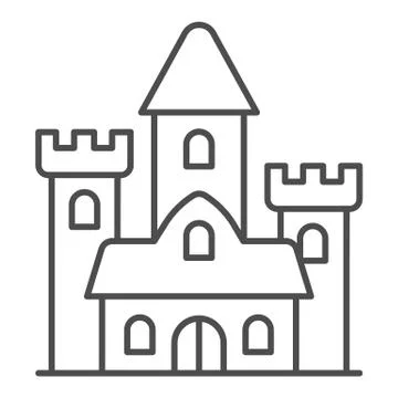 Medieval castle thin line icon, fairy tales concept, palace sign on white Ilustración de archivo