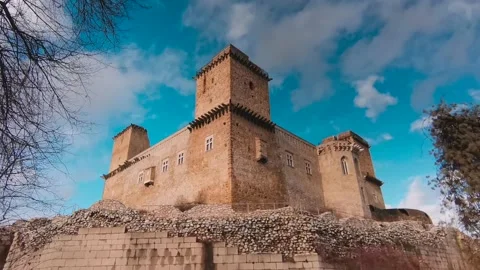 Medieval Castle Timelapse with Moving Clouds, Frog Perspective Stock Footage 145839751