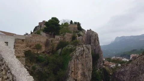 Medieval castle on top of the mountain. Stock Footage 133799013