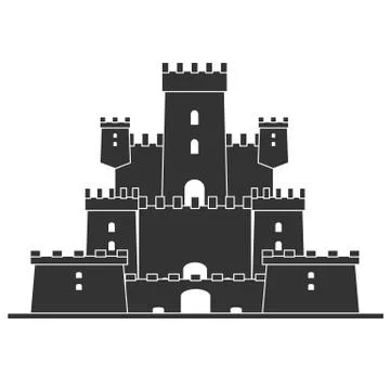 Medieval castle. Tower building, architecture ancient history . Flat vector Stock Illustration