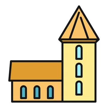 Medieval castle tower simple flat color web icon イラスト素材