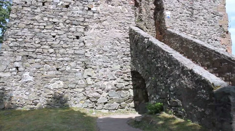 Medieval castle tower in small German town Saarburg. Stock Footage 39642377