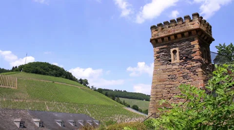 Medieval castle tower in small German town Saarburg. Stock Footage 39643641