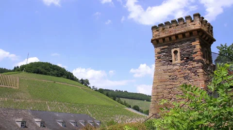 Medieval castle tower in small German town Saarburg. Stock Footage 39643847