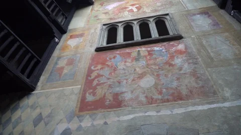 Medieval castle views inside building Stock Footage 104979690