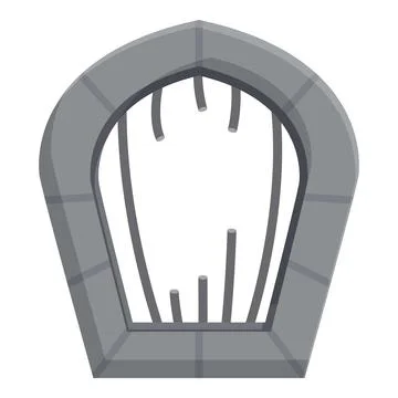 Medieval castle window with metal bars protecting a building Ilustración de archivo