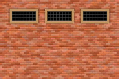 Medieval castle windows and brick wall vector illustration Stock Illustration