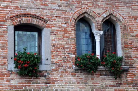 Medieval castle windows Stock Photos