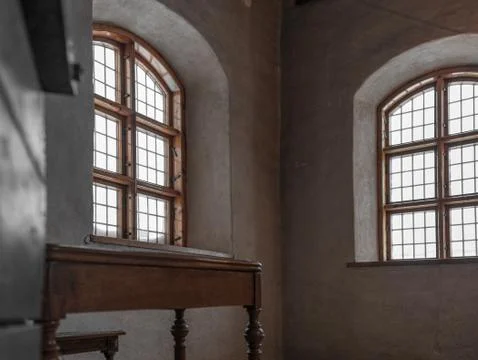 Medieval castle windows. Stock Photos