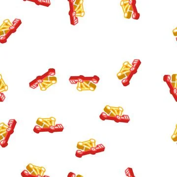Medieval catapult weapon isometric icon seamless pattern Stock Illustration
