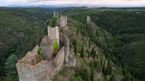 Medieval Cathar castle ruins Stock Footage 163241826