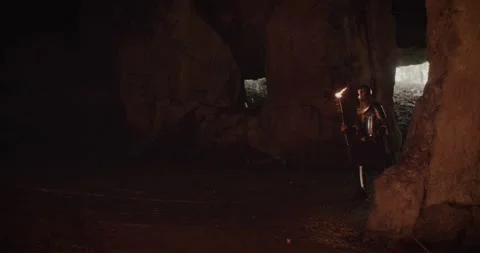 Medieval Cave Exploration Stock Footage 247787895