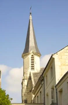 Medieval church spire in France Stock Photos