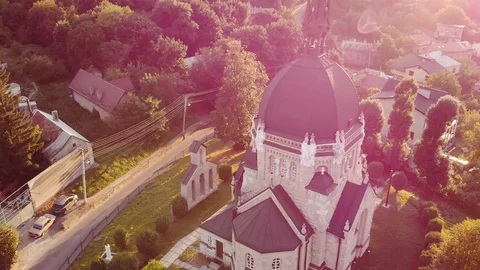 Medieval church in sunset Video stock 106685904