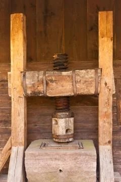 Medieval cider press Stock Photos