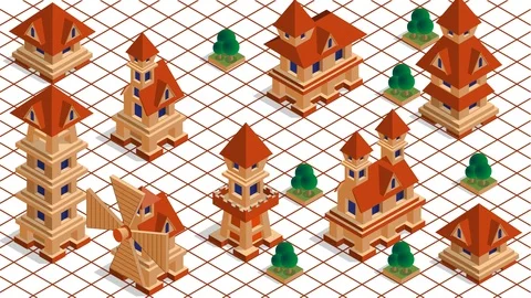 Medieval city on a checkered field. Stock Footage 98730701