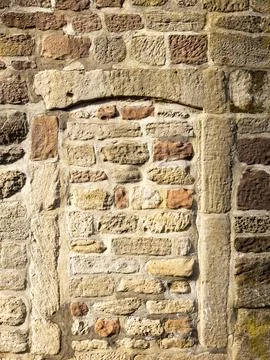 Medieval city wall as texture, background Stock Photos