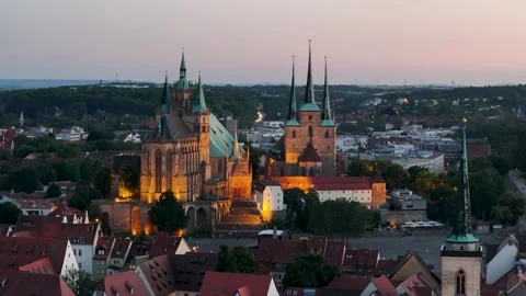 Medieval Cityscape in Germany Flyover on a Summer Evening Vidéo 329815073