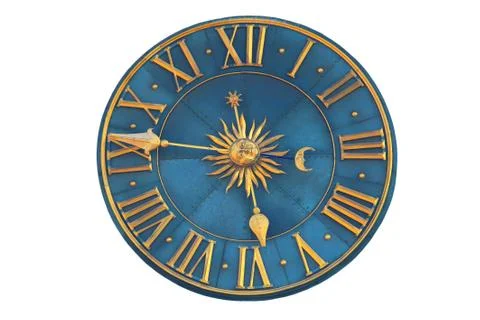 Medieval clock  isolated on a white background Stock Photos