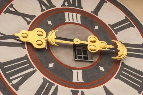 The medieval Clock tower Uhrturm is a symbol of Graz, Austria Stock Photos