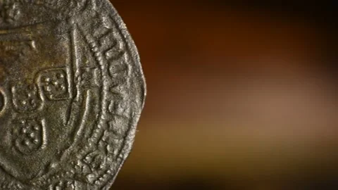Medieval Coin Close Up Texture Stock Footage 333609542