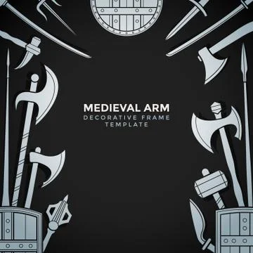 Medieval cold steel arms frame. Stock Illustration