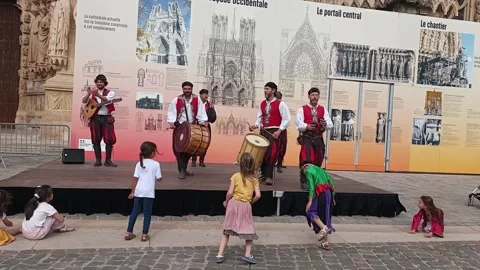 Medieval Concert Performance with Historical Background at Reims. Video stock 336182404