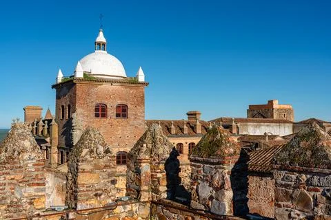 Medieval constructions next to the wall of the medieval city of Caceres, Spain. Stock Photos