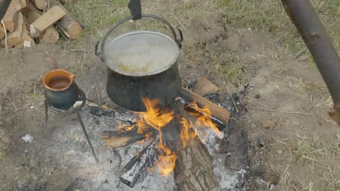Medieval Cooking Bonfire Stock Footage 230905943