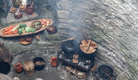 Medieval cooking Stock Photos