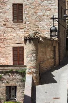 Medieval corner in Assisi Stock Photos
