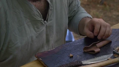 Medieval Craftsman Close Up Stock Footage 81141525